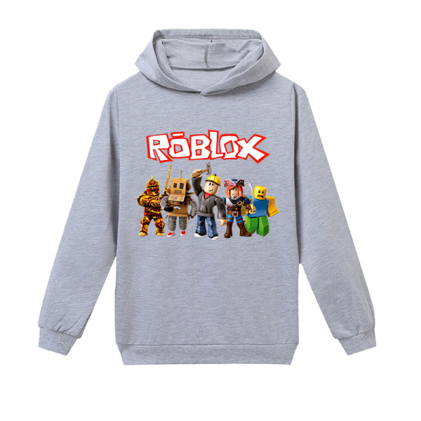 Roblox Hoodie til børn Yderbeklædning Pullover Sweatshirt grå grey grey 100 cm