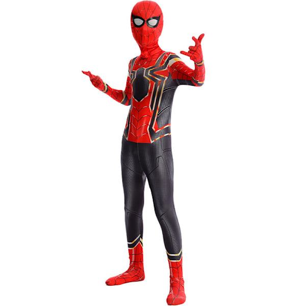 Spider-Man Ungdoms Halloween-kostume, Vatteret Jumpsuit med Maske Sort Rød 3 Black Red 3 130