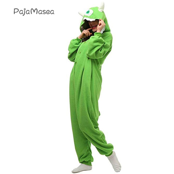Pyjamas fleece onesie vuxen djur pyjamas tecknad grön enögd monster kläder vinter pyjamas rolig White  Angle XL Fit 179cm-189cm