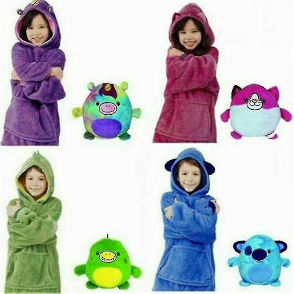 Kids Pets Hoodle Blanket Sweatshirt Soft Warm Oversized Plush Winter Hoodies CMK Purple