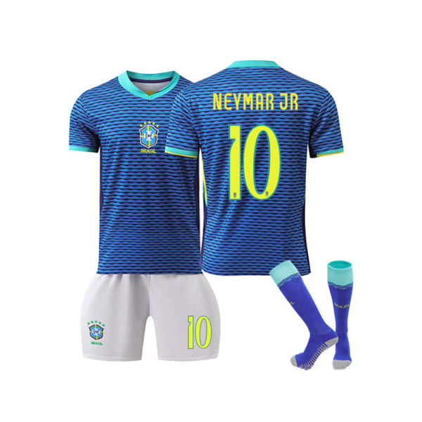 2425 Brasilien Away Blå nr. 10 Neymar Fodboldtrøjesæt til børn og voksne nr. 10 Neymar No. 10 Neymar 20（110-120CM)