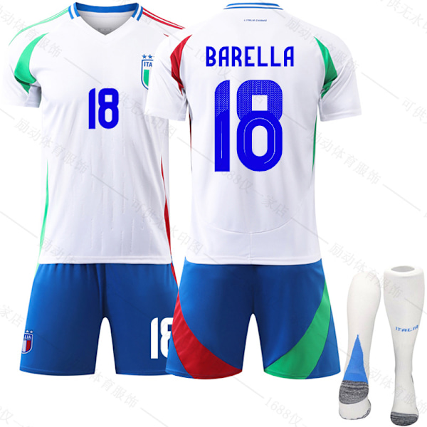 Gos- 2024 Italien Away EM fotbollströja 18 BARELLA 18 BARELLA S