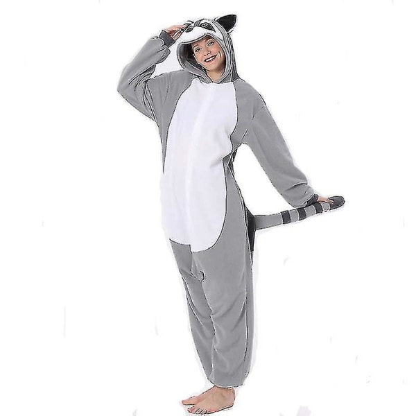 Vuxna Pyjamas i ett stycke, Animal Kigurumi Onesie För män Kvinnor Helkroppspyjamas Tecknad Raccoon Pyjamas Cosplay kostym M