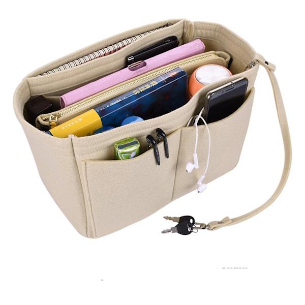 2023 New Best Discount Travel Organizer Handväska Filtväska Tote Liner Handväska Påse Insats Dam 3 storlekar Apricot Apricot 30*17*18