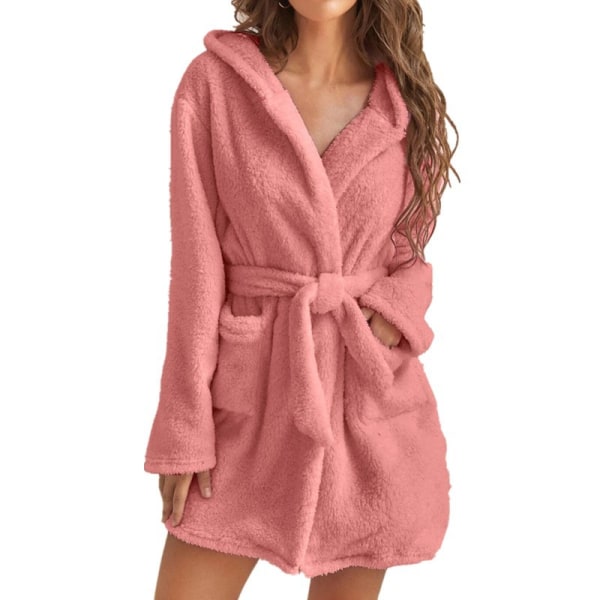 Høst Vinter Varm Morgenkåpe Plysj Pyjamas Cardigan Hjemmeklær PINK XL