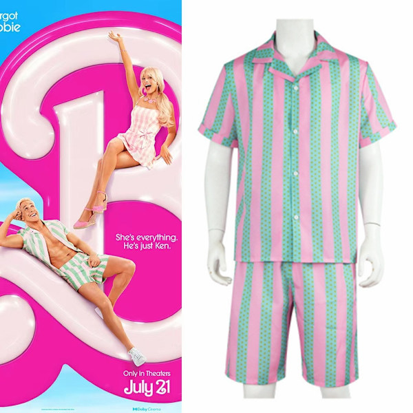 Ken - Barbie - Asu - Raidallinen puku - Cosplay Halloween - Monivärinen MultiColor M