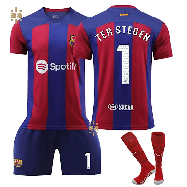 23/24 Barcelona Hemma Fotbollströja med Strumpor 1 TER STEGEN XL