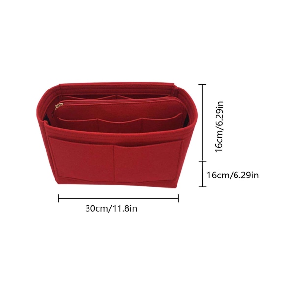 2023 New Best Discount Travel Organizer Handväska Filtväska Tote Liner Handväska Påse Insats Dam 3 storlekar Red Red 30*17*18