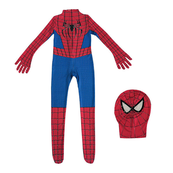 Spider-Man Ungdoms Halloween-kostume, Vatteret Jumpsuit med Maske Rød Blå 1 Red Blue 1 130