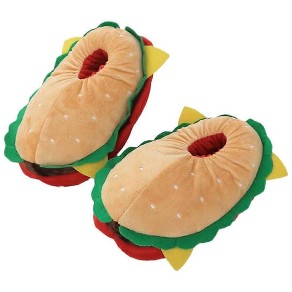 Par varma vintertofflor, burgerformade tofflor, söta tofflor, bedårande tofflor, roliga tofflor