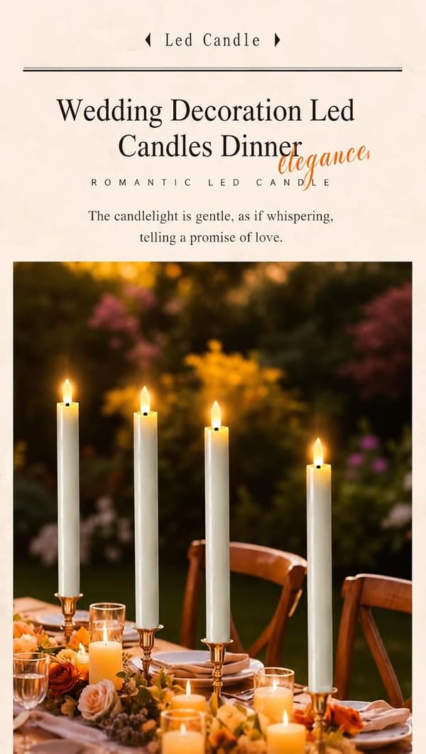 6-pack rechargeable LED taper candles in ivory white, remote control, melted top for Christmas and home decor