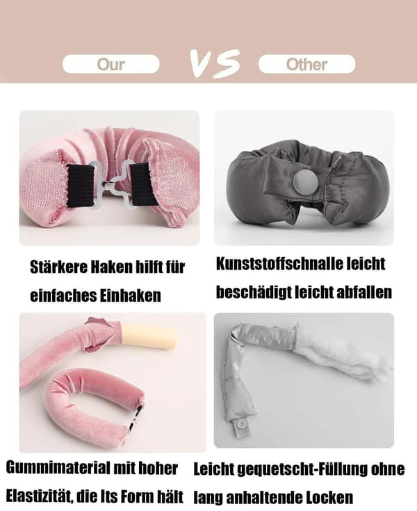 4-pack värmefria hårrullar med krok, skonsamma hårrullar för lockigt hår, beige beige