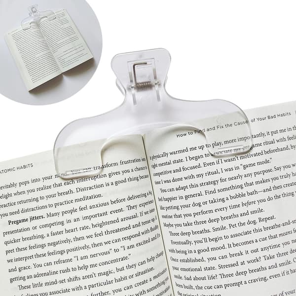 Transparent Book Clip - Bookmark for Page Holder, Reading Accessory Convenient for Reading Teaching and Fixing Manuscripts, Suitable