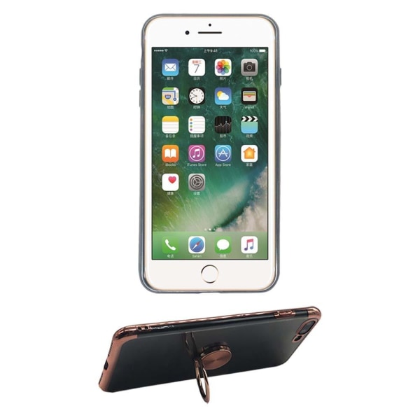 iPhone 7 Plus - Käytännöllinen silikonikotelo FLOVEME sormustelineellä Roséguld