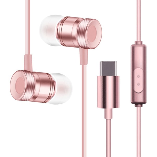 Kraftfulla Stilrena Type-C Hörlurar Roséguld