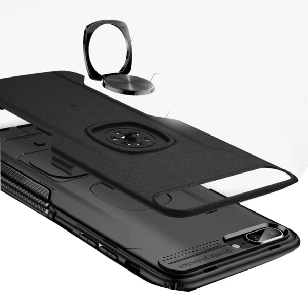 iPhone 7+ - Stilrent Leman Skal med Ringhållare Svart