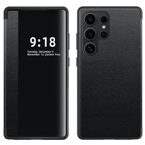Samsung Galaxy S23 Ultra - Slimmat Fodral med Smart Fönster Svart