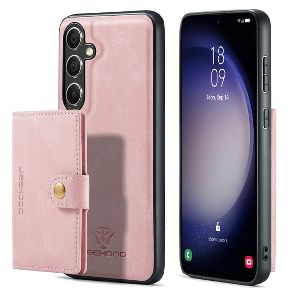 Samsung Galaxy S23FE - Plånboksfodral med Magnetisk Hållare Roséguld