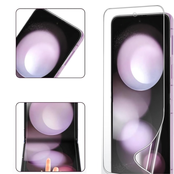 2-Pack Galaxy Z Flip 5 - 1 Set Hydrogel Skärmskydd Huvudskärm+Ba