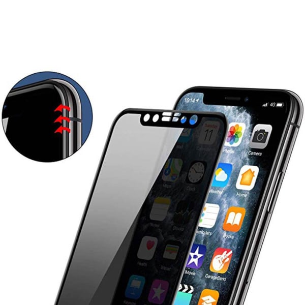 iPhone 11 Pro Max 3-PACK FullCover Anti-Spy Skärmskydd 9H Svart