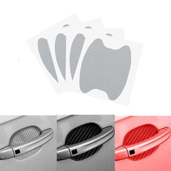 4-Pack Dörrhandtags Fördjupnings Karbonfiber Skydd Silver