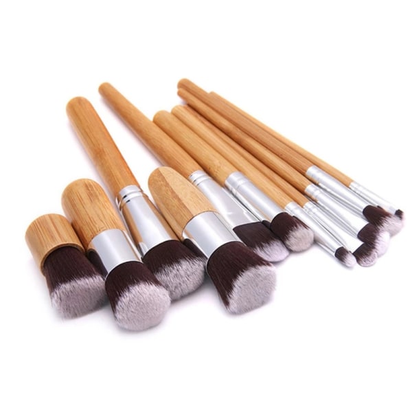 Mjuka 11-Set Sminkborstar Silver