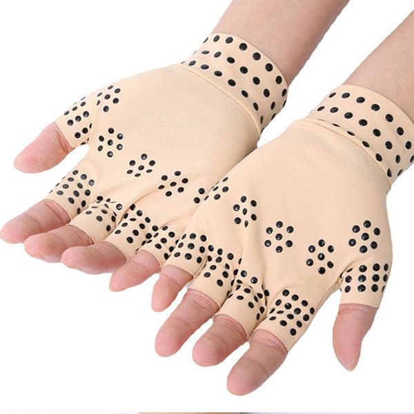 1-Par Fingerlösa Artrit Handskar Beige