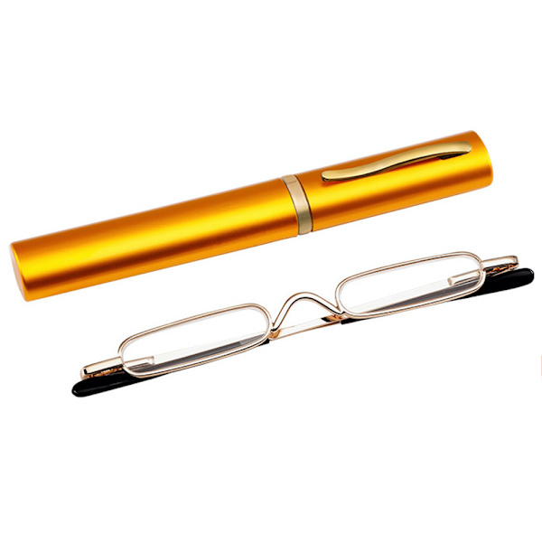 Läsglasögon med Styrka +1.0 - +4.0 Bärbar metalllåda UNISEX Guld +3