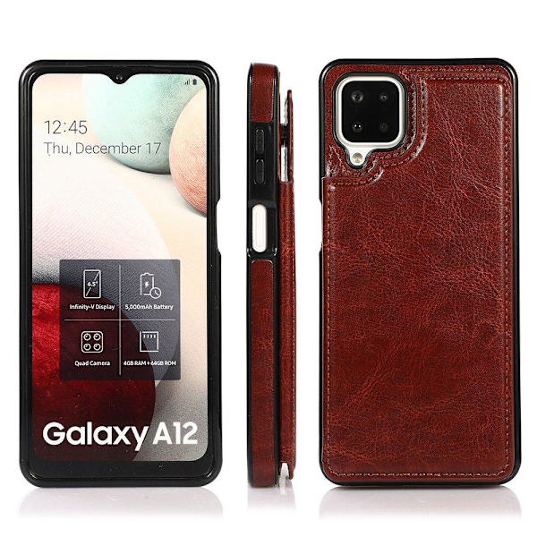 Samsung Galaxy A12 - Cover med kortholder Brun