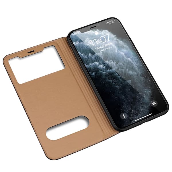 iPhone 13 Mobilskal  Klassisk Design i Läder & TPU Svart