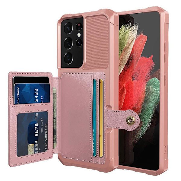 Samsung Galaxy S21 Ultra - Skal med Korthållare Roséguld