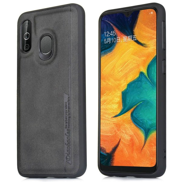 Samsung Galaxy A40 - Stötdämpande Pu-Läder Skal Svart