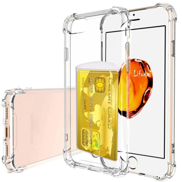 iPhone 6/6S - Silikonskal med Korthållare FLOVEME Transparent/Genomskinlig