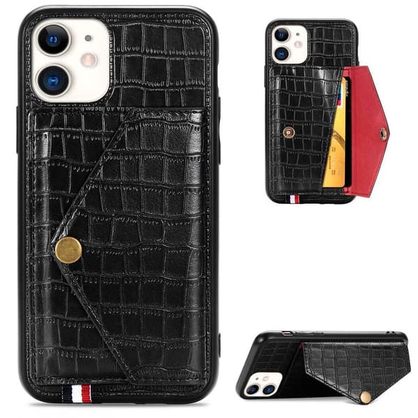 iPhone 11 - Stilfuldt krokodillecover med kortrum Blå