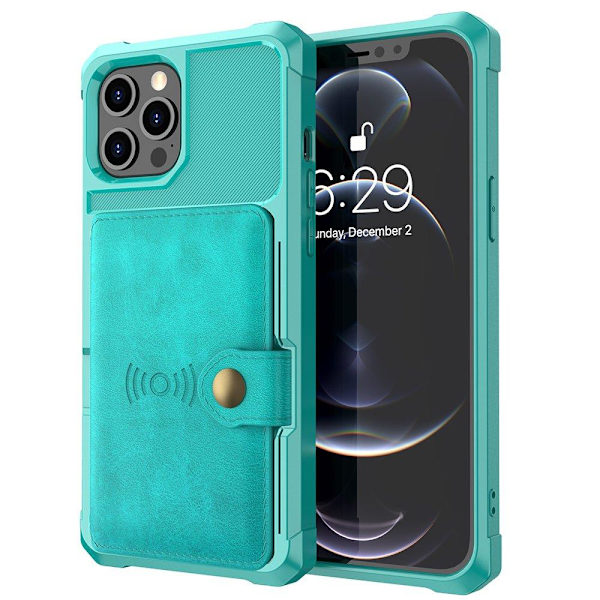iPhone 12 Pro Max - Stilrent Skal med Korthållare Blå