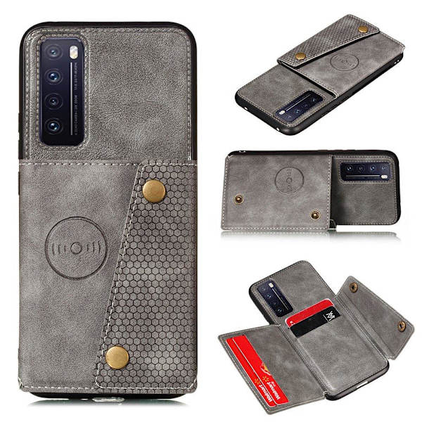 Huawei P Smart 2021 - Skal med Korthållare RETRO Ljusbrun