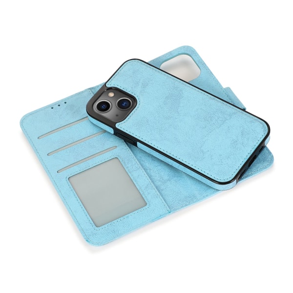 iPhone 15 Plus- Plånboksfodral i PU-läder med 3-kortfack Marinblå