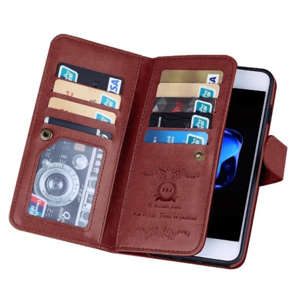 Exklusivt Praktiskt 9-korts Plånboksfodral för iPhone 8 FLOVEME Brun