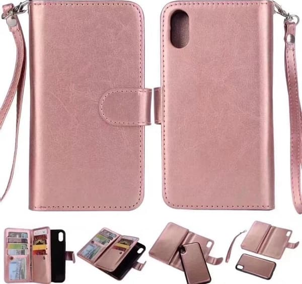 Stilrent Plånboksfodral Sedelfack för iPhone X/XS (9-Kort) Rosa
