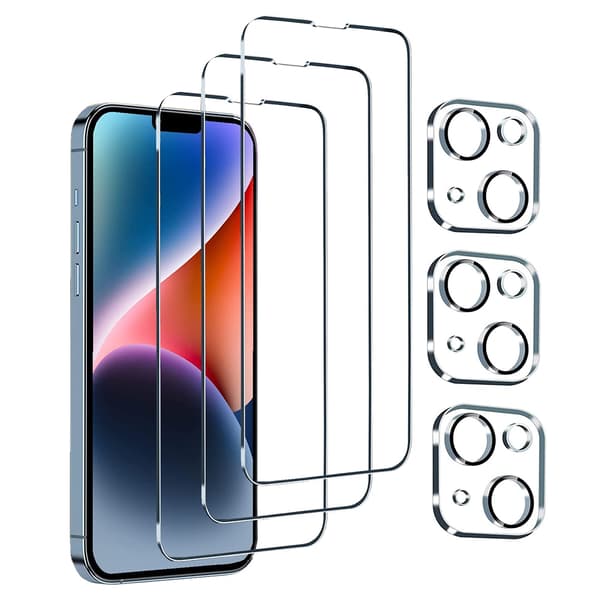 2-PACK iPhone 14 Plus - Näytönsuoja + Kameran linssisuoja HD 0,3mm Transparent