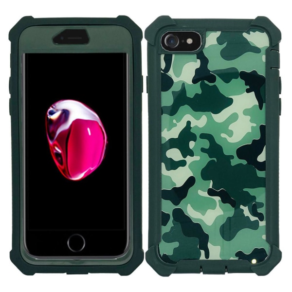 iPhone 7 - Stødabsorberende stilfuldt etui ARMY Kamouflage Grön