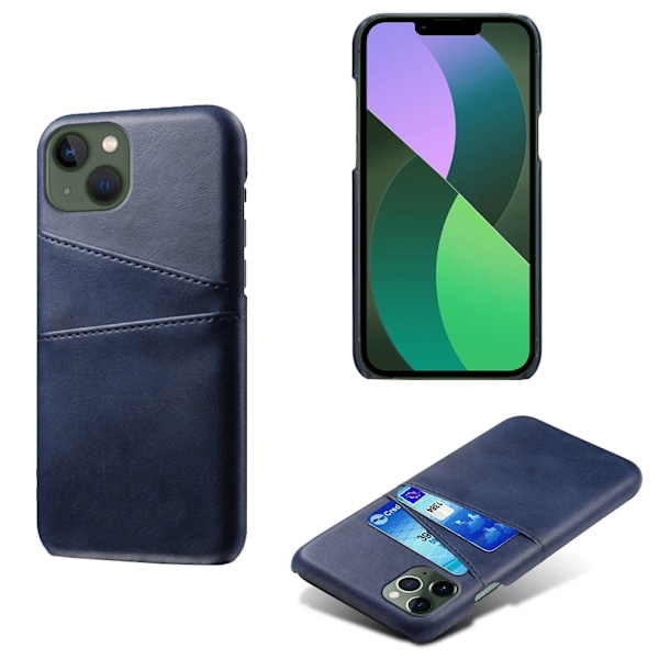 iPhone 15 - Slimmat PU-läderfodral med 2-kortfack Grå