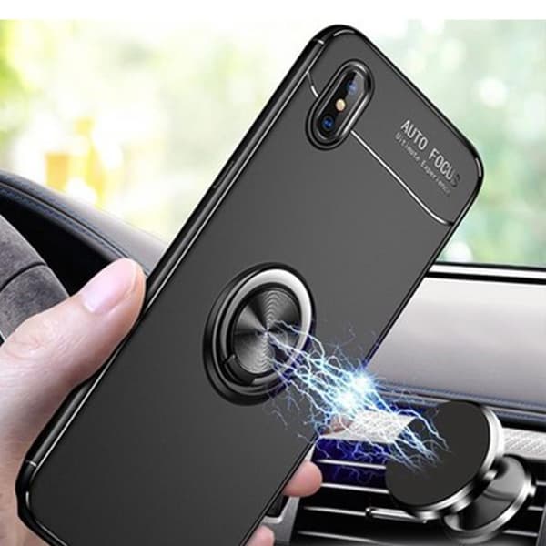 iPhone X - AUTO FOCUS - Skal med Ringh�llare Svart/Blå
