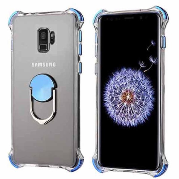 Samsung Galaxy S9 - Skyddande Silikonskal med Ringhållare Svart