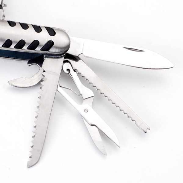 11 i 1 Multifunktionell Fickkniv Verktyg Silver