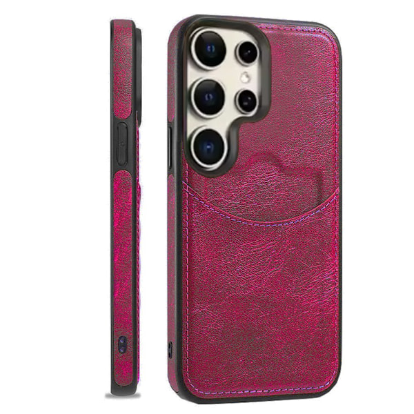 Samsung Galaxy S24 Ultra - Elegant Skal med Kortfack & Skydd Mörkbrun