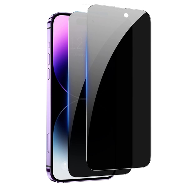 2-PACK iPhone 14 Pro Anti-Spy -näytönsuoja HD 0,3 mm Svart