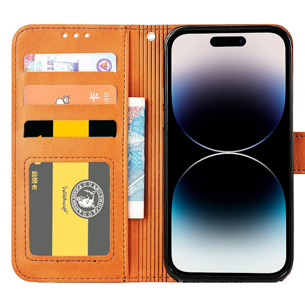 iPhone 15 PU-läderfodral - (2-kortfack) Grå