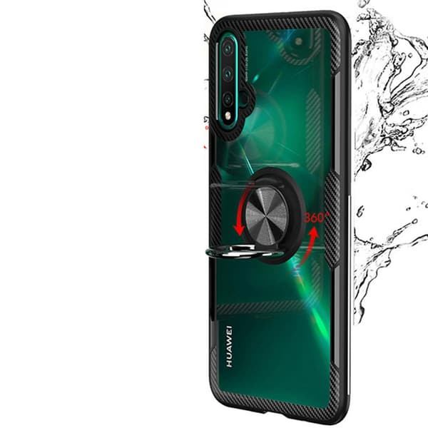 Huawei Nova 5T - Stilrent Skal med Ringhållare Röd