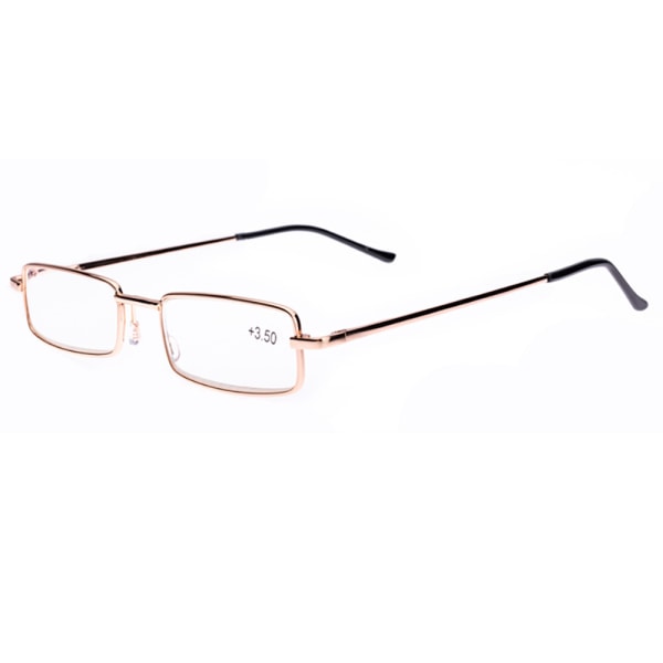 Lesebriller med styrke (+1.0-+4.0) Bærbar metallboks UNISEX Guld +1